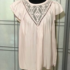 Rebecca Taylor pale blush short sleeve blouse